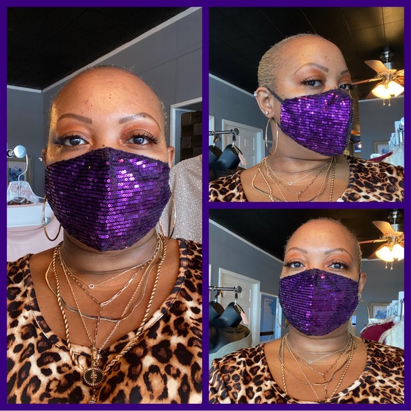 Purple Sequin Mask - Picture 1 of 5